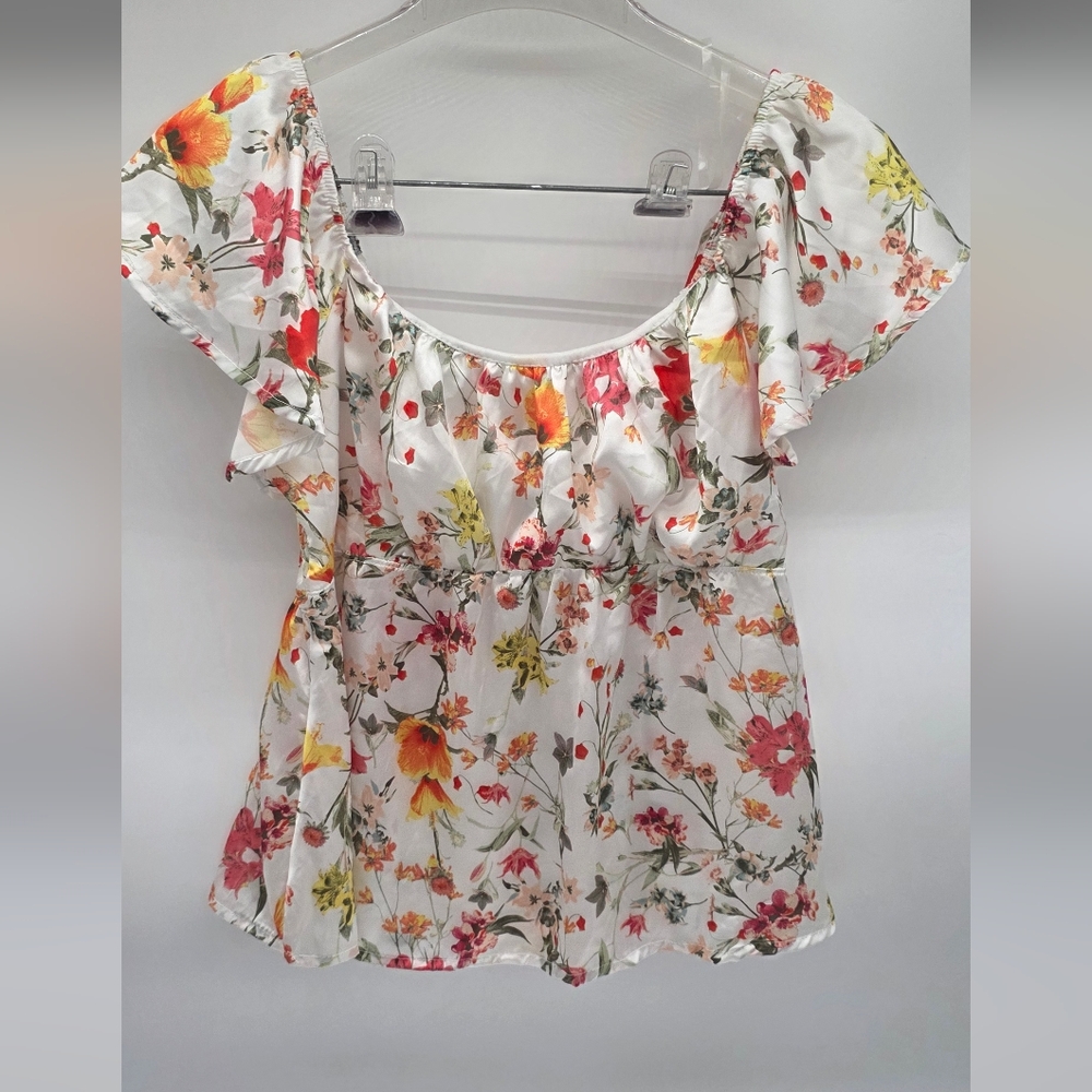 RULE 21 Multicolor Floral Blouse with Ruffle Detail
